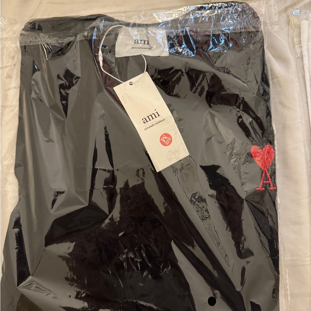 Ami Paris T-shirt with Red Heart Embroidery